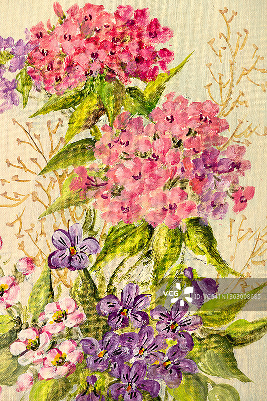 鲜花静物油画图片素材