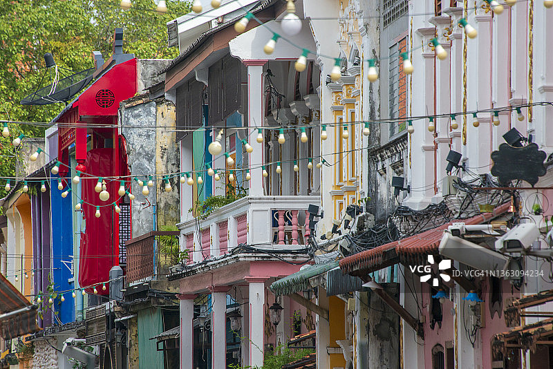 普吉老镇中葡风格建筑图片素材