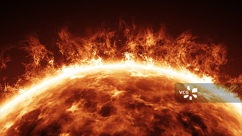 太阳表面活动和日冕特写图片素材