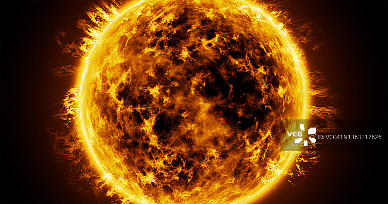 太阳表面活动和日冕特写图片素材