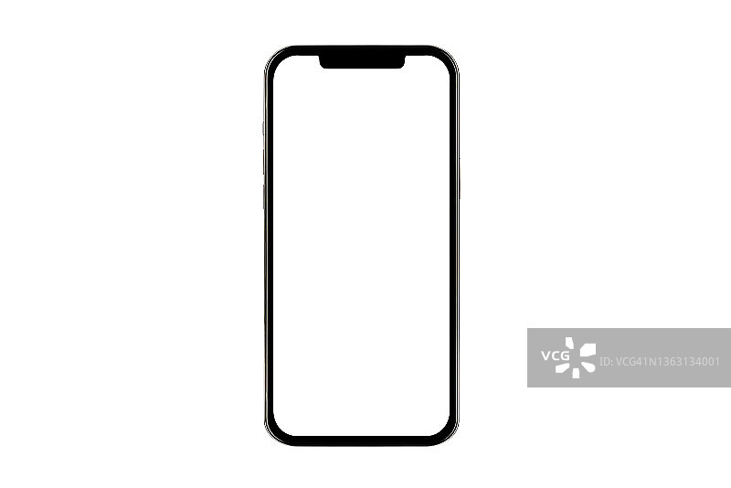 高品质工作室拍摄的白色背景上带白色屏幕的手机模型图片素材