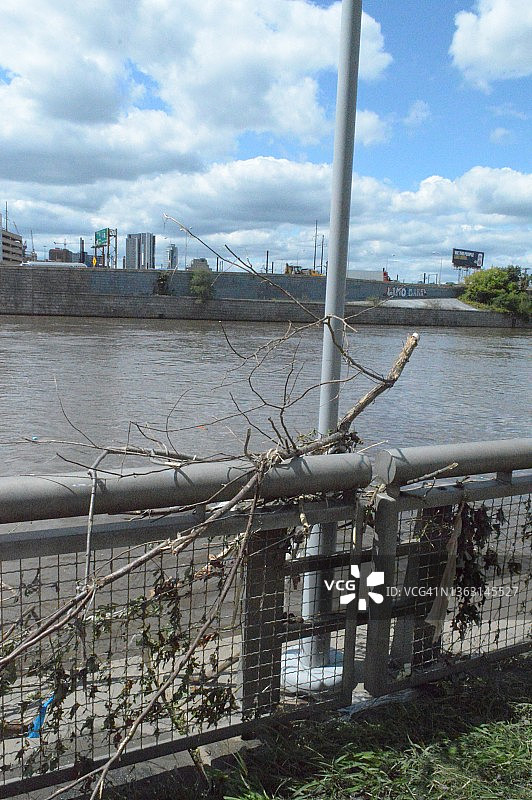 飓风艾达导致费城斯库尔基尔河泛滥图片素材