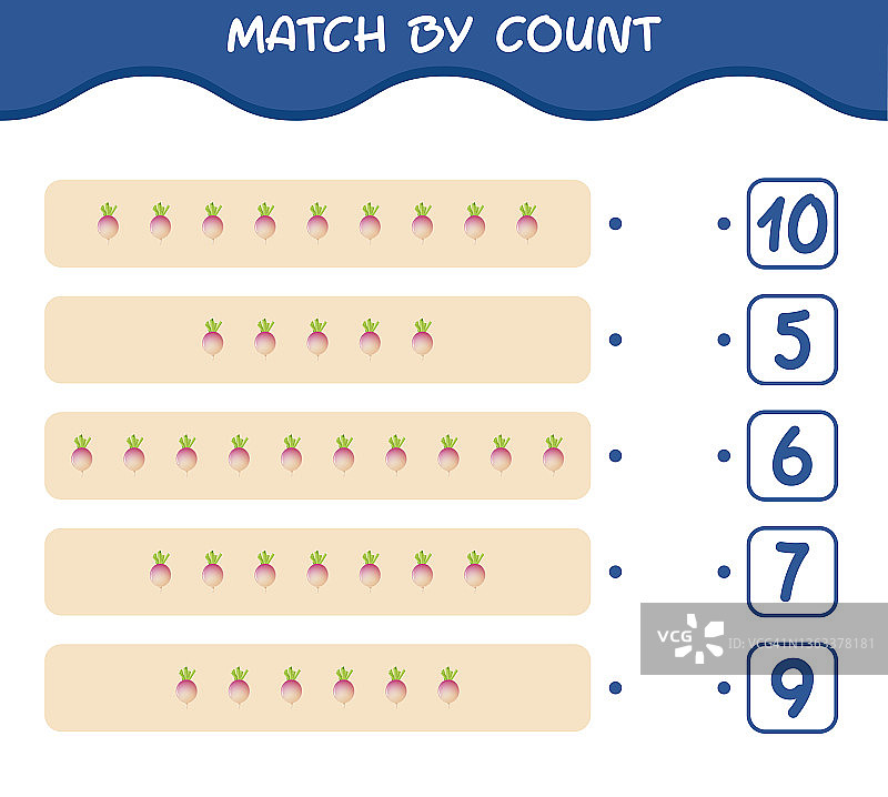 卡通萝卜计数配对游戏，学前儿童教育游戏图片素材