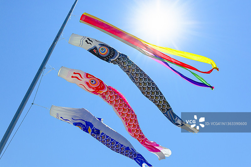 空中飘扬的鲤鱼旗图片素材