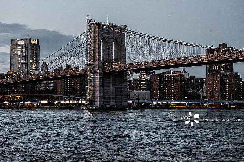 纽约城市景观和布鲁克林大桥图片素材