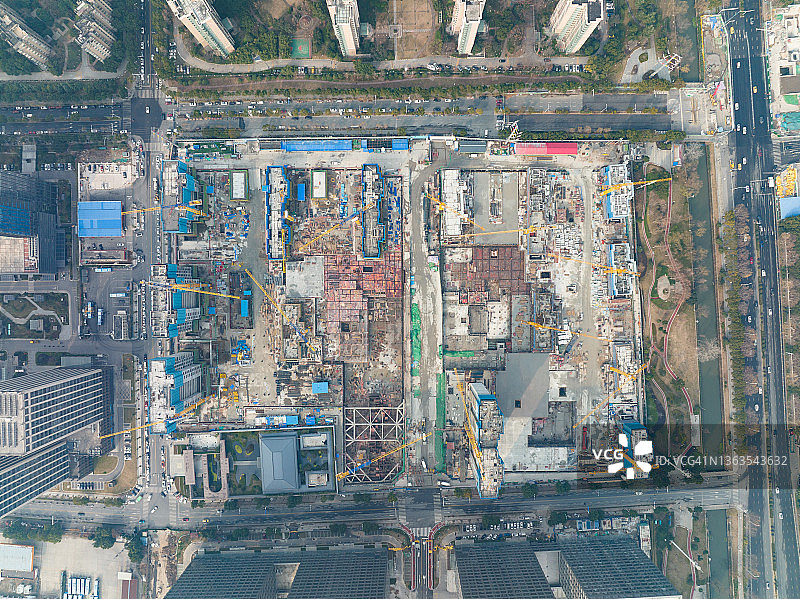 城市建筑工地鸟瞰图图片素材