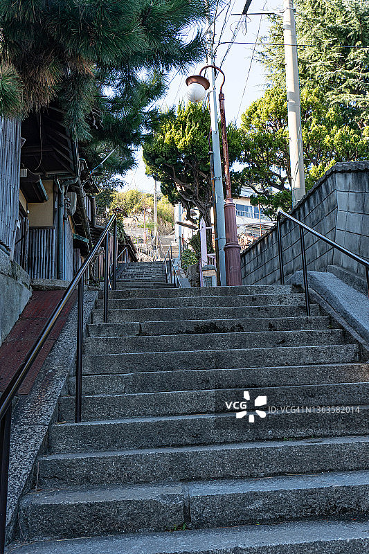 日本广岛尾道市的漫长台阶图片素材