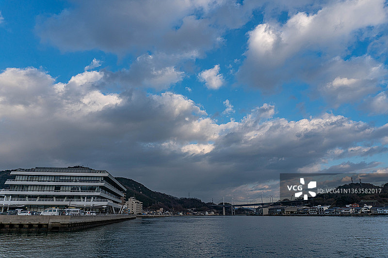 日本广岛的日落海滩图片素材