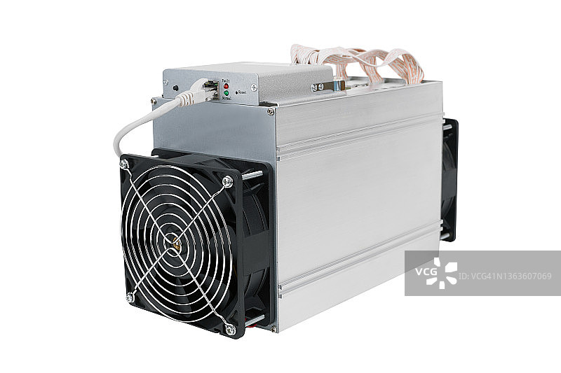 比特币和山寨币加密货币矿场（白色背景）图片素材