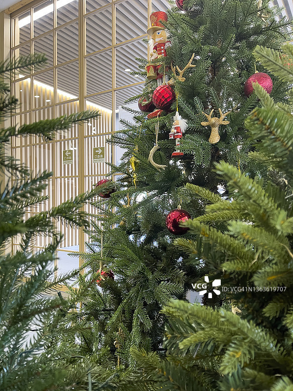 门边的圣诞树图片素材