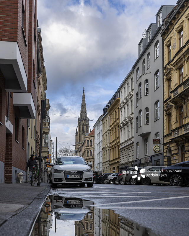 科隆冬季天气中的历史和现代建筑图片素材