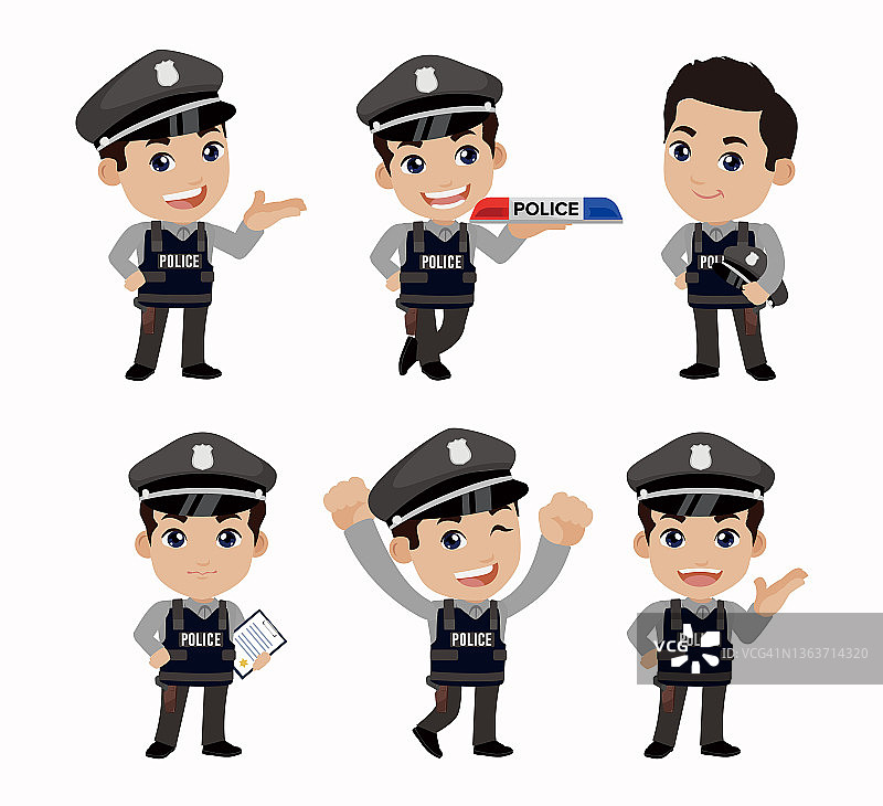 不同姿势的警察图片素材