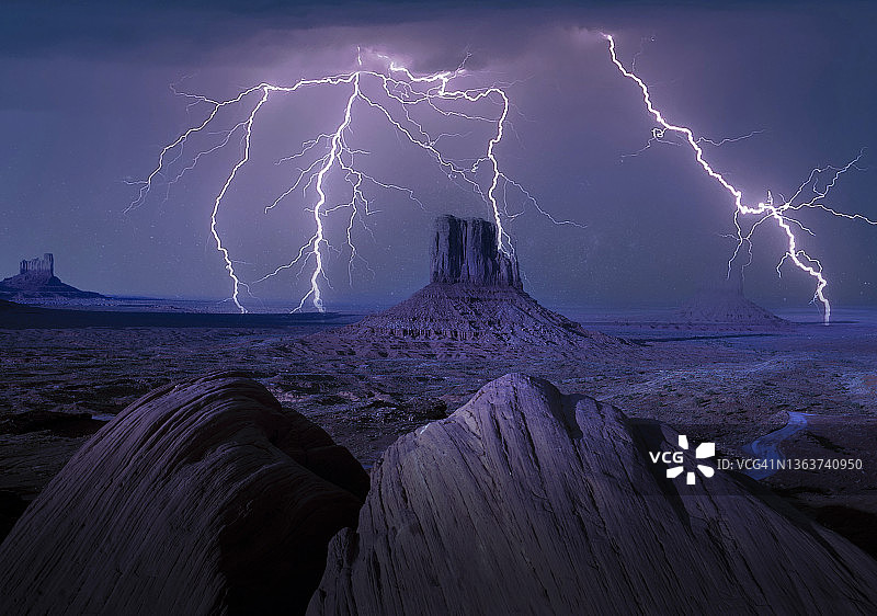 纪念碑谷上空的雷暴图片素材