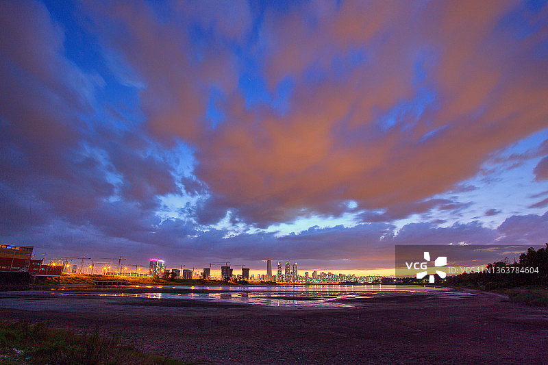 韩国仁川松岛的日落景色图片素材