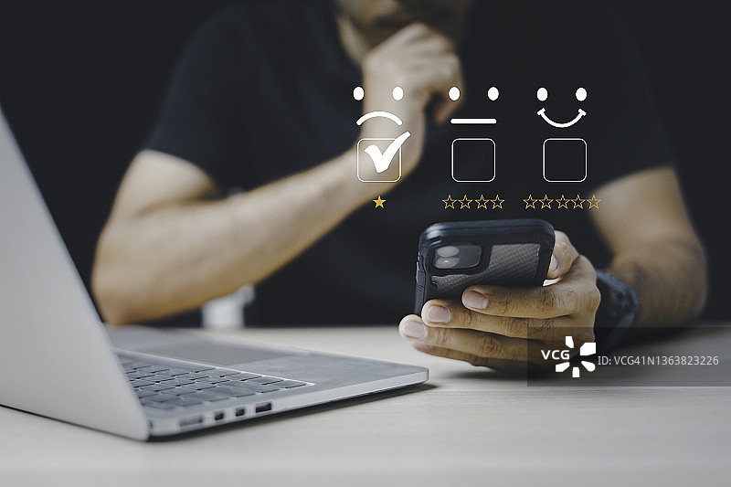 服务提供商满意度评级和评估，客户服务和满意度概念图片素材
