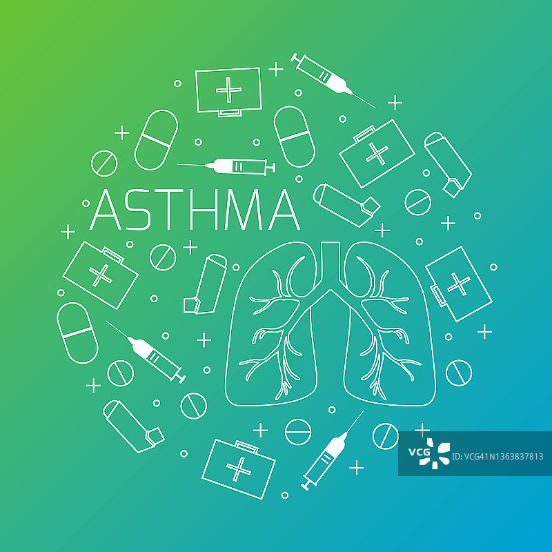 哮喘概念插图图片素材