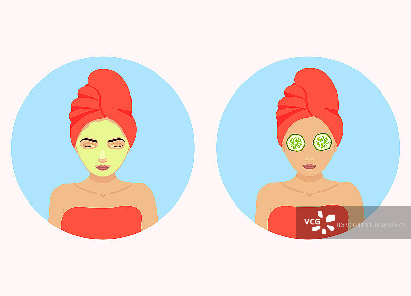 家庭美容护理概念插画图片素材