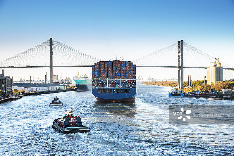 货船，佐治亚州萨凡纳图片素材