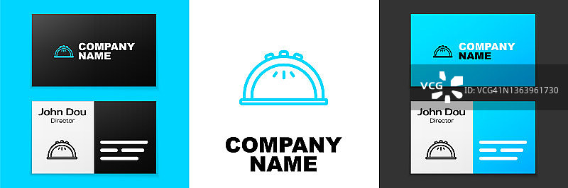 蓝色线条美甲灯图标，背景为白色。用于指甲油干燥的紫外线灯。Logo设计模板元素。矢量图图片素材