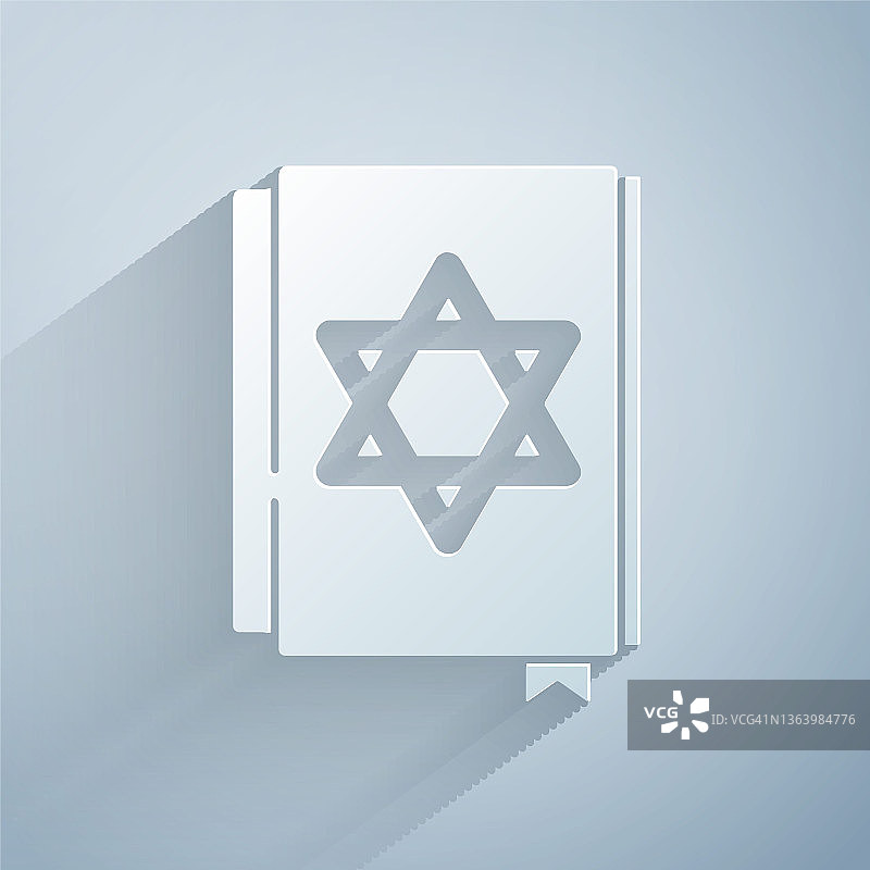 剪纸风格犹太教妥拉经书图标图片素材