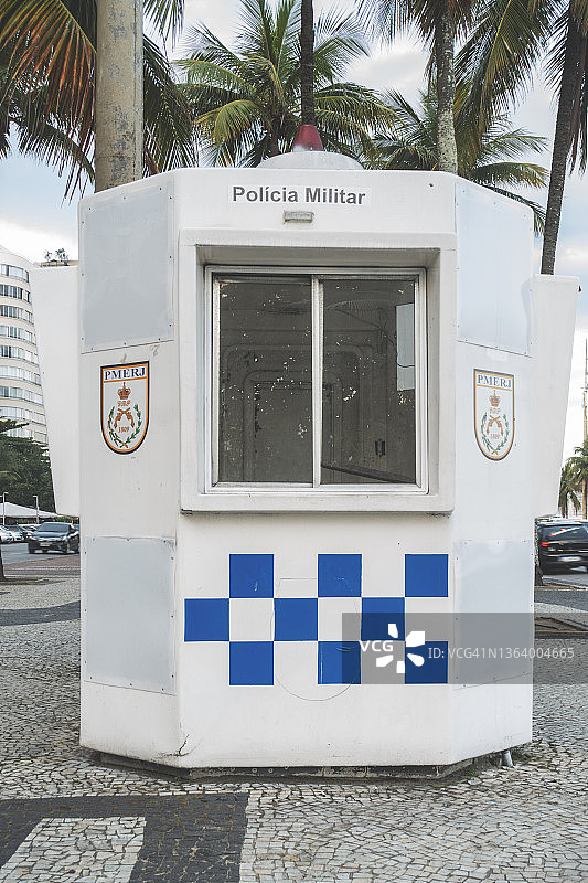 里约热内卢街道上的警察岗亭图片素材