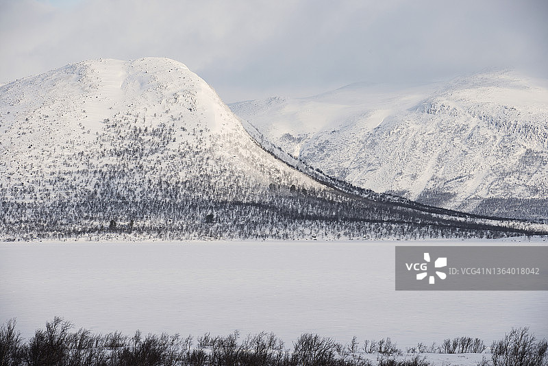 瑞典托讷特雷斯克湖的苔原景观图片素材
