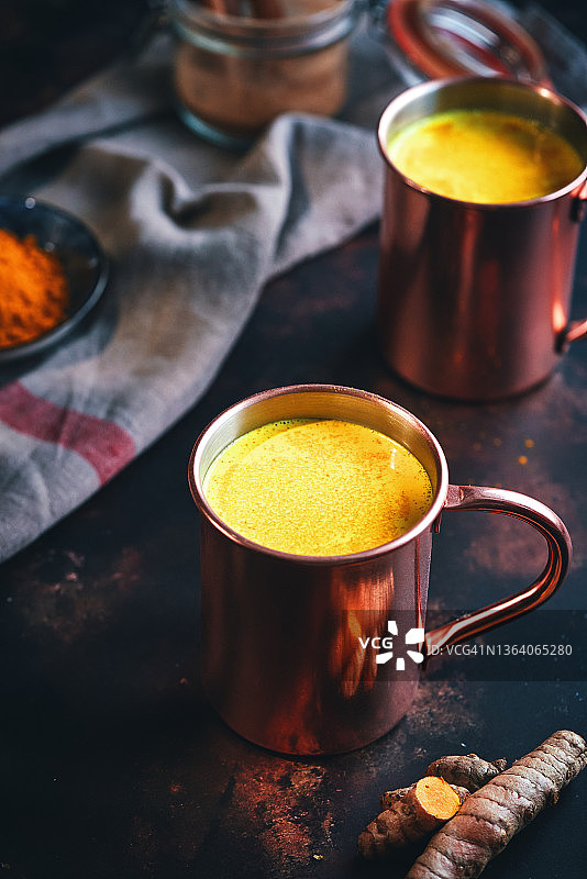 姜黄健康黄金奶图片素材