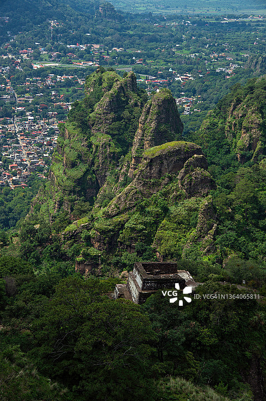 墨西哥莫雷洛斯州特波斯特兰的特波斯特科金字塔图片素材