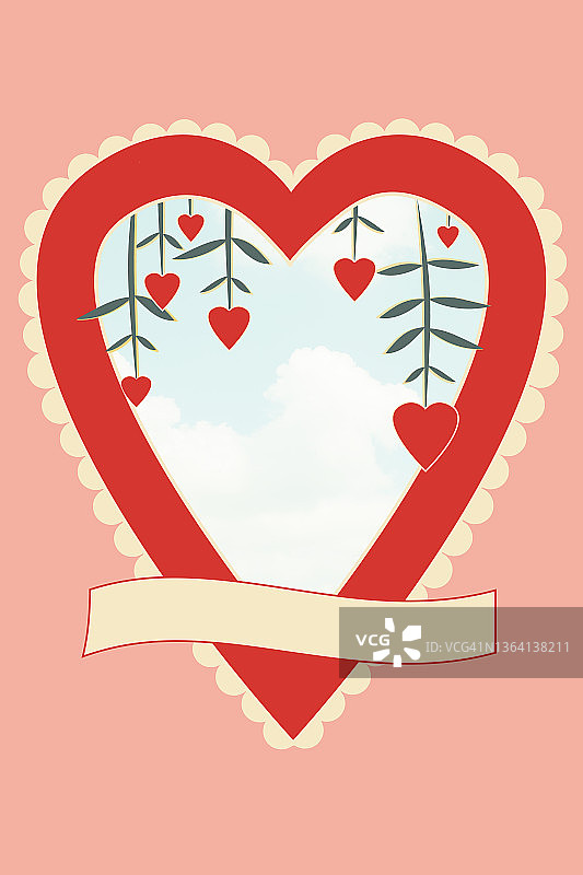 复古情人节爱心插画图片素材