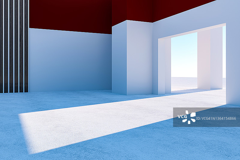 空白墙面空房间3D渲染图片素材
