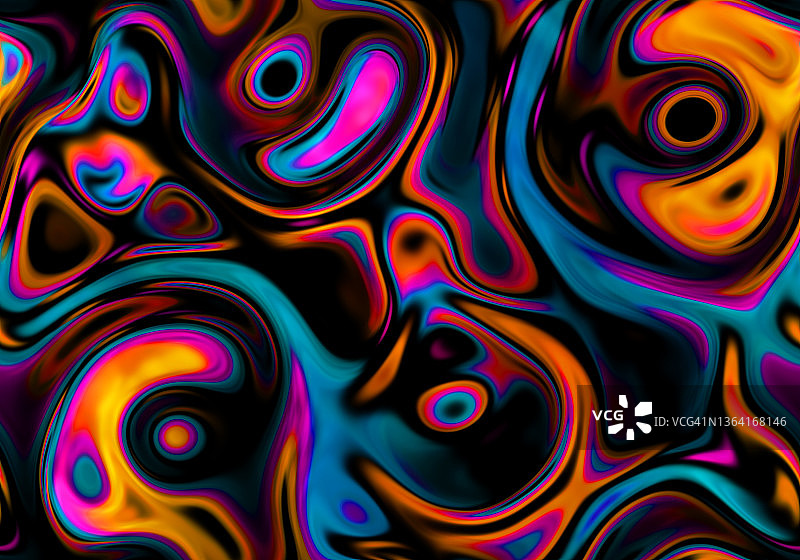 流体活力融化扭曲波浪形状流动液体抽象无缝图案黑色背景图片素材
