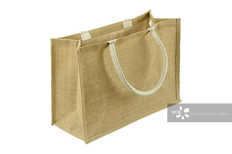 白色背景上孤立的粗麻布袋纹理和纺织背景图片素材