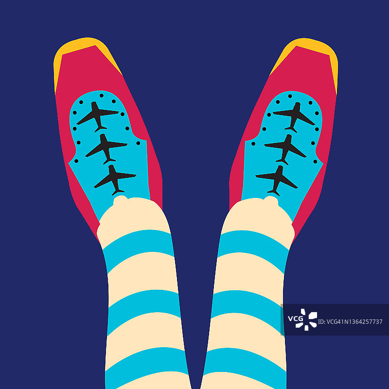 飞机造型的鞋子起飞插画图片素材