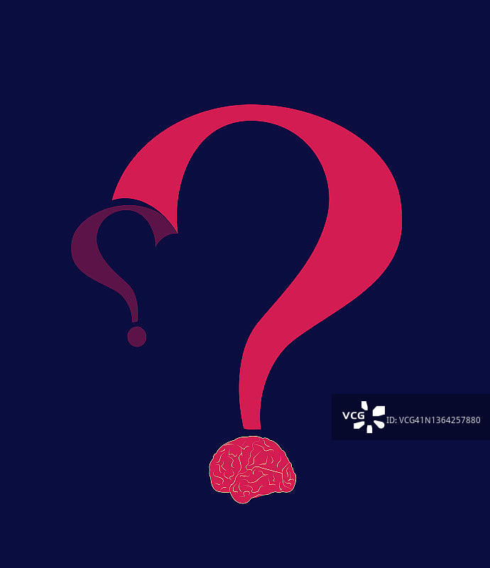 以大脑为点的问号插画图片素材