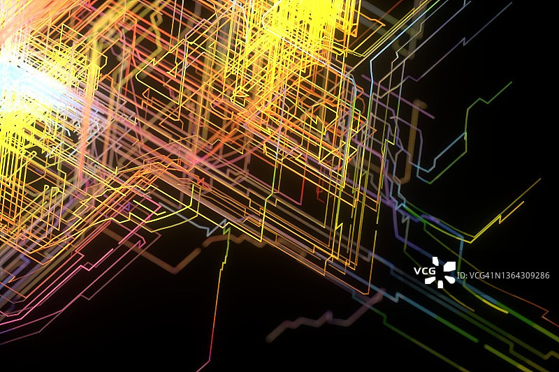 彩色光线抽象电脑主板图片素材