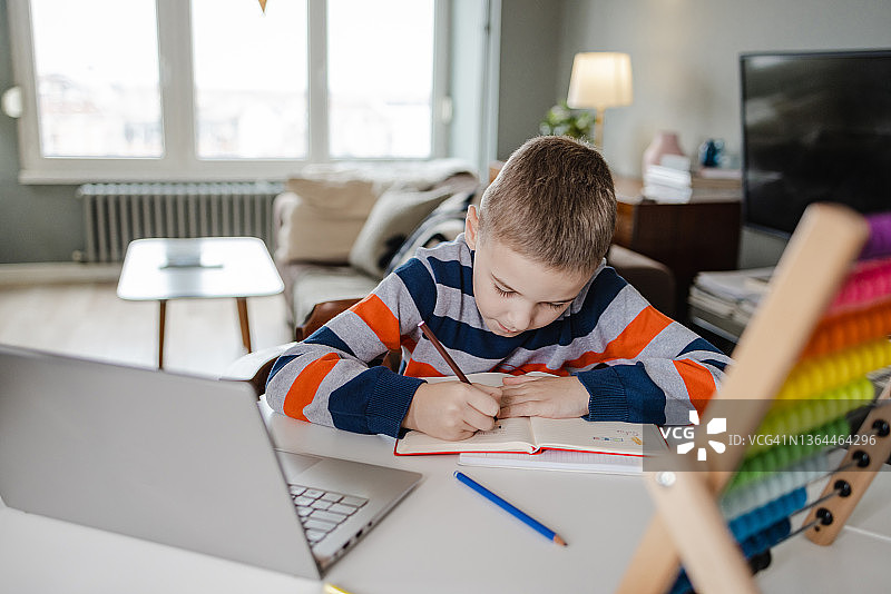 正在写作业的小男孩图片素材
