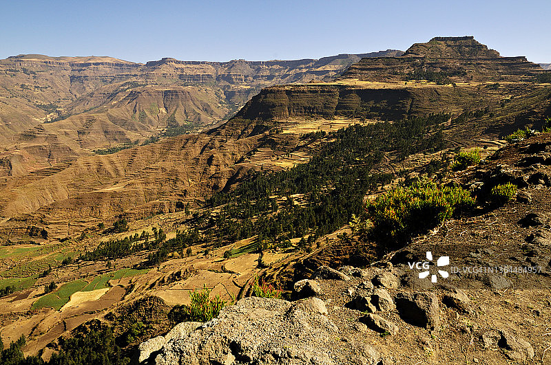 拉利贝拉附近的埃塞俄比亚高原山区，阿姆哈拉州，埃塞俄比亚图片素材