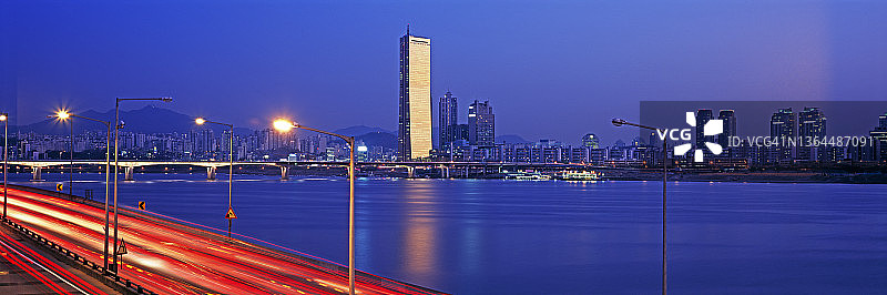 首尔夜景全景天际线图片素材