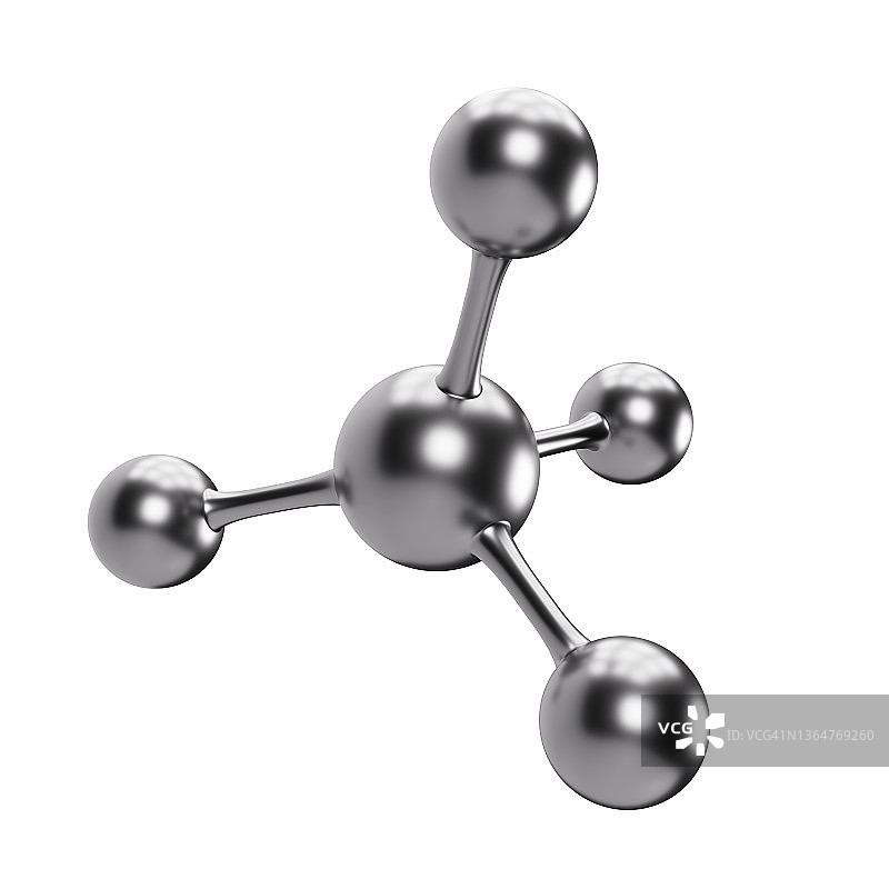 白色背景上的闪亮金属甲烷分子图片素材