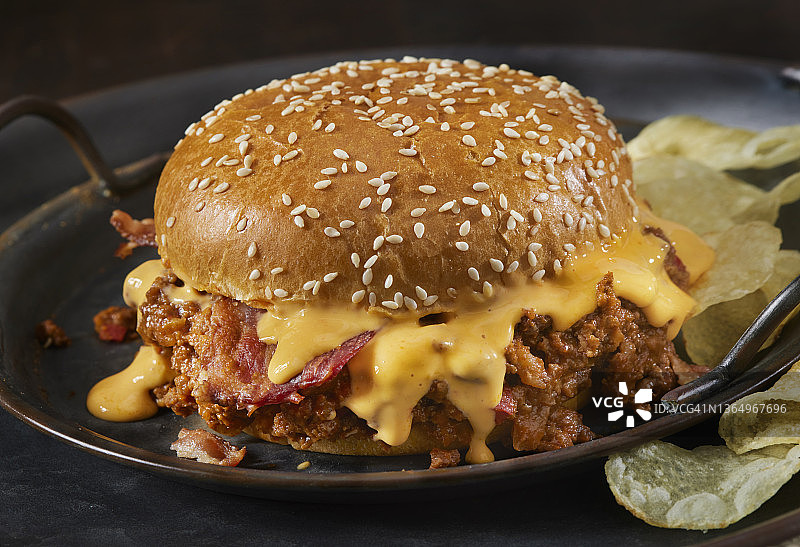 培根芝士汉堡肉末三明治图片素材