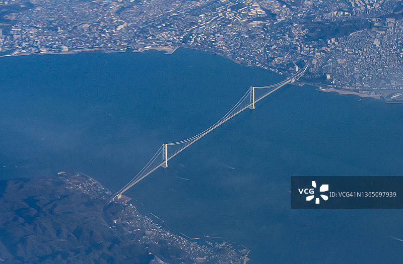 日本神户明石海峡大桥航拍景观图片素材