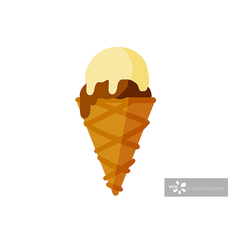 香草焦糖巧克力球冰淇淋甜点卡通插画图片素材