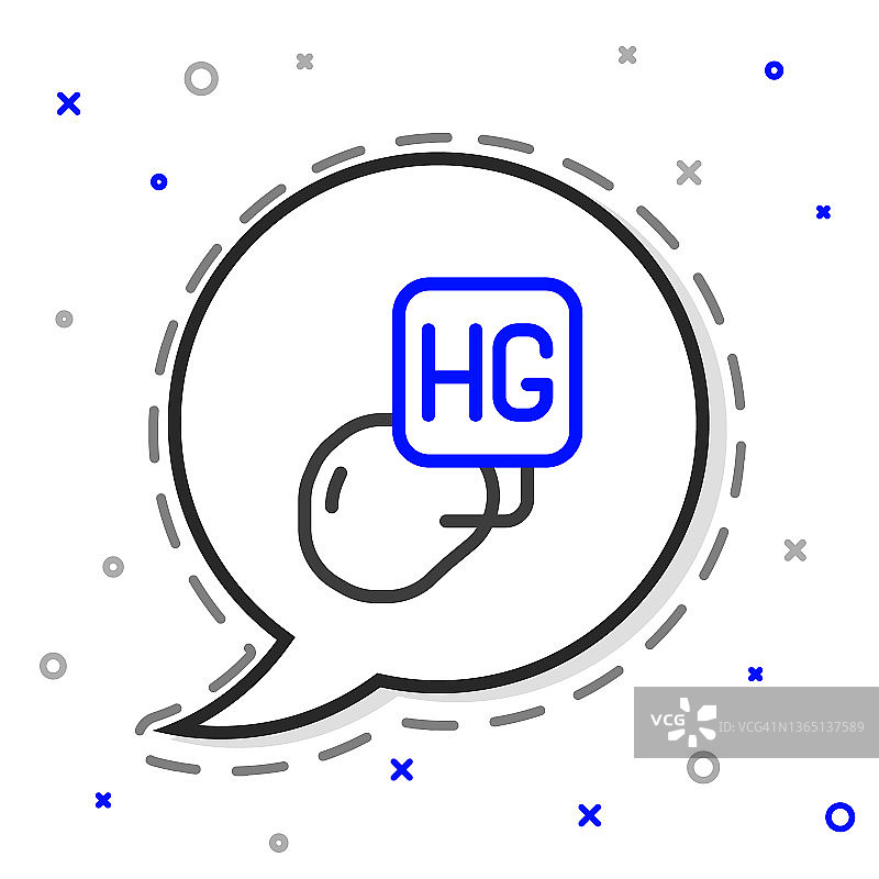 白色背景上的水银滴线性图标，彩色轮廓概念矢量图图片素材