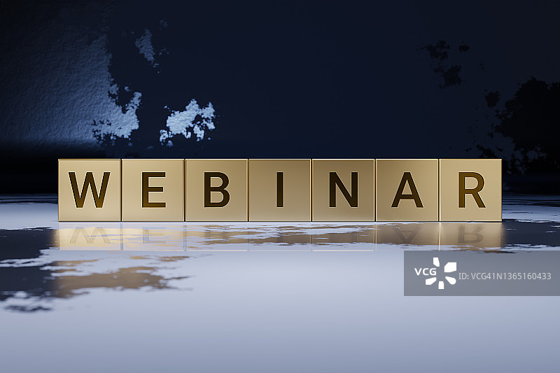 金色方块上的网络研讨会字样图片素材