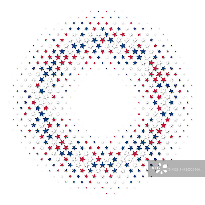 美国国旗色星星圆环，带阴影图片素材