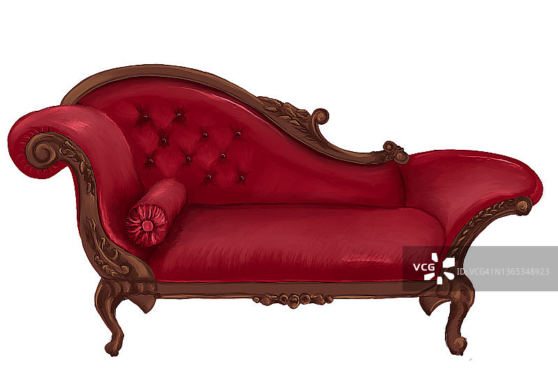 红色丝绒沙发插画图片素材