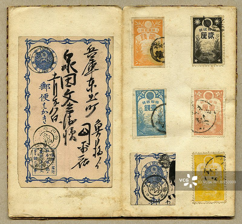 日本明信片和邮票XXL图片素材