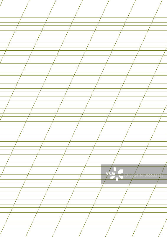 方格纸：可打印的彩色水平、对角线网格纸，适用于学校的几何图案，逼真的A4尺寸横格纸，书法练习页图片素材