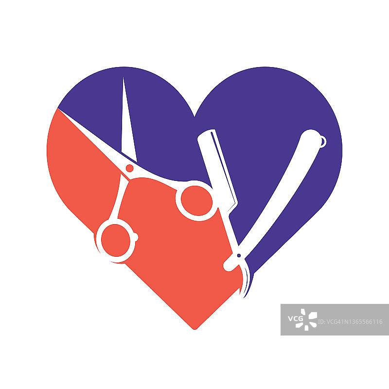 理发店爱心理发logo设计矢量图图片素材