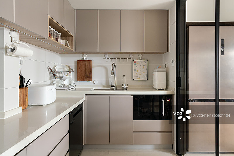 现代时尚明亮的厨房图片素材